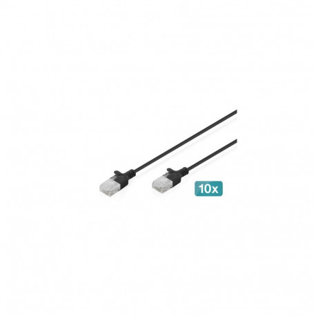 Digitus CAT 6 U-UTP Slim patch cable, 3 m, black, 10 pieces