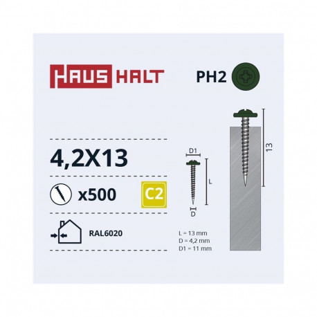 SELF SCREW 4,2X13 MET/MET RAL6020 (500)