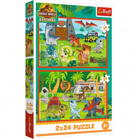 TREFL JURASSIC WORLD puslede komplekt Väikesed dinosaurused, 2x24 osa