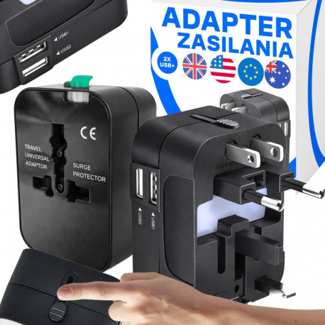 Adapter uniwersalny przejściówka gniazda podróżna 240 v wielofunkcyjna usb er1047