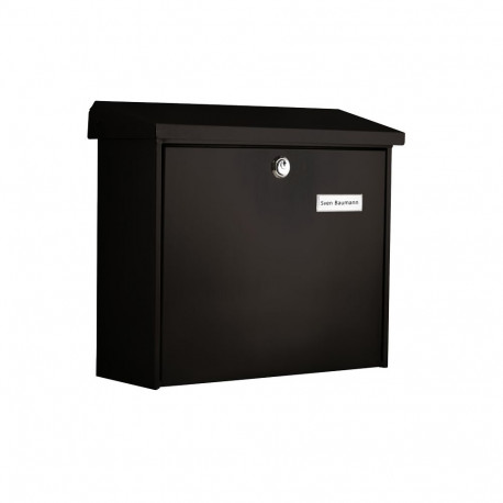 Postkast COMFORT nimesildihoidjaga L38xK34x14,8cm/galvaniseeritud metall+värv/must