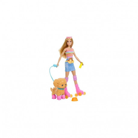 Barbie Pets Skate and Run Pup Blonde Doll with Puppy, Skates, and Accessories