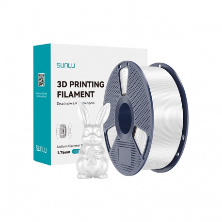 3D Printing Filament - Sunlu PLA+ Silk 1.75mm Filament, Glossy Finish, White