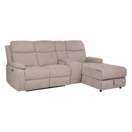 Corner sofa PROVENCE RC, electric/manual recliner, light grey