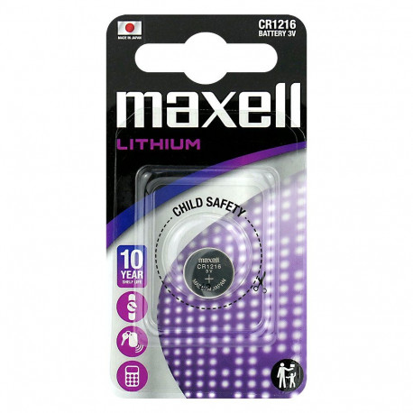 Battery - Maxell CR1216 3V Lithium Coin Battery 12mm Diameter 1.5g