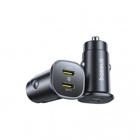 Baseus Auto atrais ladetajs GoTrip 30W 12-24V 2xUSB-C PD melns