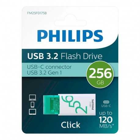 Philips FM25FD175B/00 USB-C 3.2 Gen 1 Flash Drive 256GB Click Spring Green / green