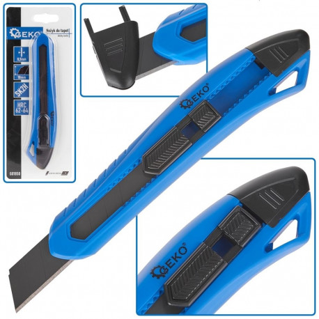 Geko utility knife G01850, 100x18x0.5mm, 62-64HRC, SK2H blade, ABS body, removable cap with blade sn
