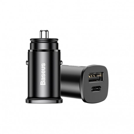 Car Charger - Baseus Square 30W PPS QC4.0 PD3.0 Dual Port USB Black