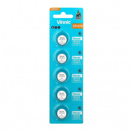 Battery - Vinnic CR1616 3V Lithium Button Cell 16mm 1.6mm 5Pcs
