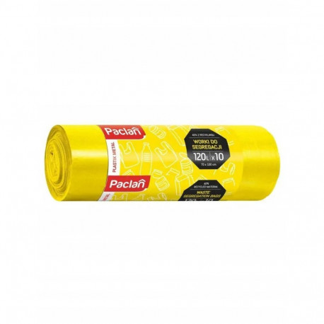 Trash Bags - Paclan 120L 10 Pcs Yellow Reusable Waste Bags
