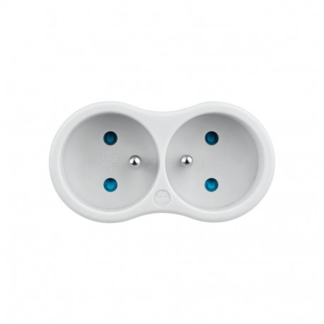 Electrical Outlet Splitter - DPM P902W 2 Grounded Type E Sockets 250 V 16 A 3500 W White