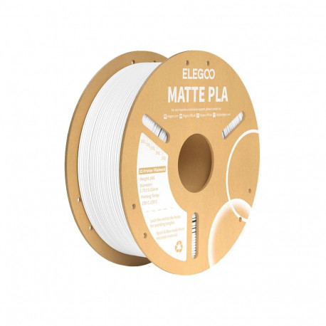 3D Printer Filament - ELEGOO PLA Matte White 1.75 mm 1 kg
