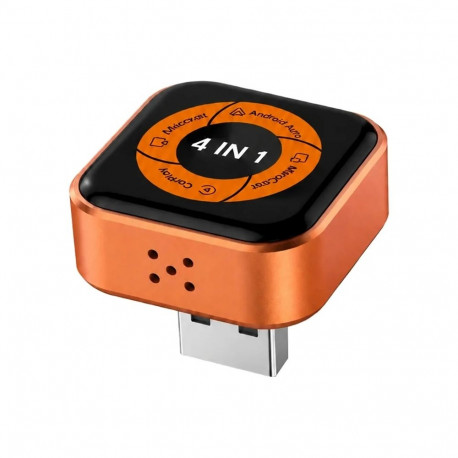 Wireless CarPlay Adapter - Carlinkit Mini Ultra 6 4-in-1 Black and Orange