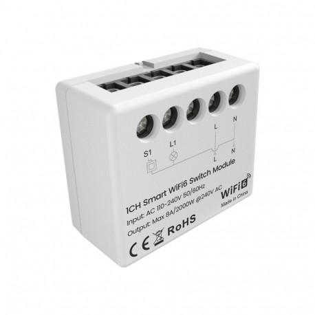 Smart Switch Module - Avatto WSM20-W1 Wi‑Fi 6, Energy Monitoring, 110–240 V, 34 × 29 × 17 mm