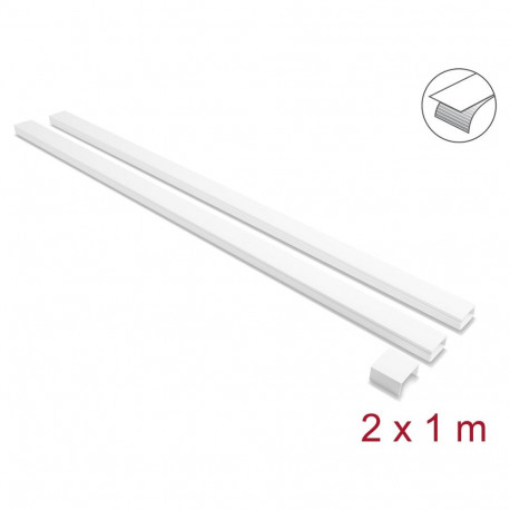 "Kabelkanal selbstklebend mit Schiebedeckel 40 x 19 mm inkl. Verbindungsstück - Länge 1 m 2er Pack w