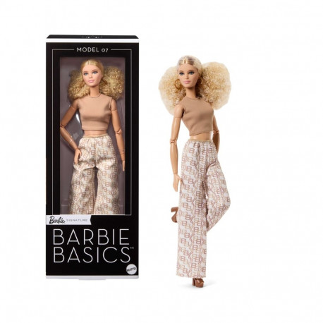 Barbie Signature Basics kollektsioneeritav nukk 07 blondide juustega valgetes kuldse trükiga pükstes