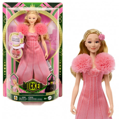 Mattel Wicked Glinda laulv moenukk, liigutatav, eemaldatavate filmirõivaste ja aksessuaaridega