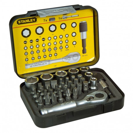 Stanley otsakute komplekt 39 tk, 1/4 ajamiga, 25mm + 1 lukustusrõngaga magnetiline otsakuhoidik