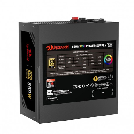 REDRAGON toiteplokk GC-PS007-1-V2 850W 80 Plus Gold LED, must