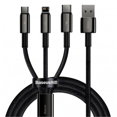 Baseus Baseus Tungsten 3in1 cable USB - USB Type C / Lightning / micro USB 3.5 A 1.5 m black (CAMLTW