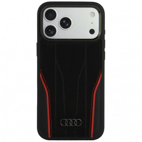 Audi Audi R8 Genuine Leather MagSafe Case for iPhone 18 Pro Max / 17 Pro Max - Black and Red