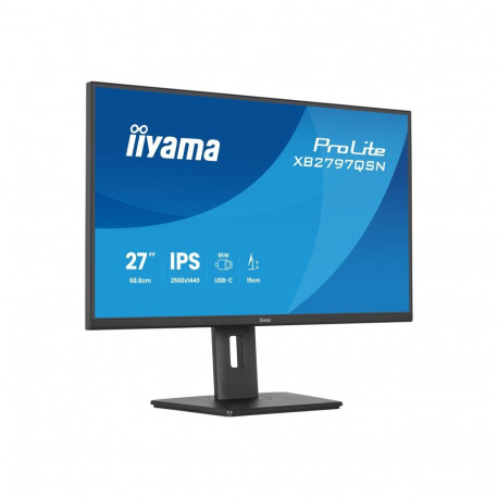 IIYAMA XB2797QSN-B1 27inch IPS-panel 2560x1440 EyeComfort 15cm Height Adj. Stand USB-C Dock LAN/65W 