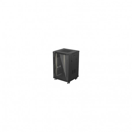 LANBERG rack cabinet 19 inch free standing 18U 600X600 flat pack with glass door black