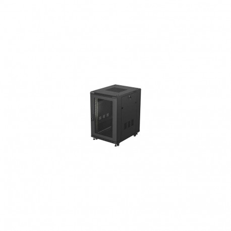 LANBERG rack-kapp 19 inch 18U 600X800 põrandale paigaldatav võrkuksega lamedas pakendis, must