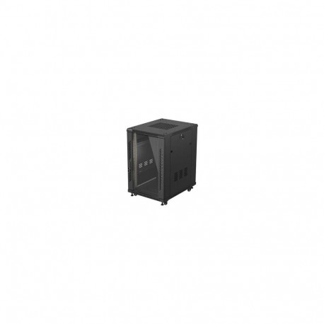 LANBERG rack cabinet 19 inch free standing 18U 600X800 flat pack with glass door black