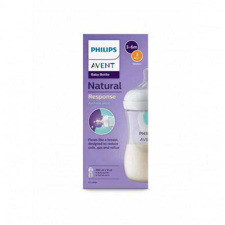 Philips AVENT pudel Natural Response SCY673/01 õhuvaba ventiiliga 260ml, 3. vooluga lutt, 1tk