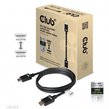 CLUB3D Ultra High Speed HDMI 4K120Hz  8K60Hz Certified Cable 48Gbps M/M 2 m / 6.56 ft