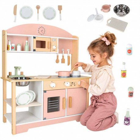 Lastele mõeldud puidust köök MDF MODERN CLASSIC, tarvikud, 82 cm, roosa