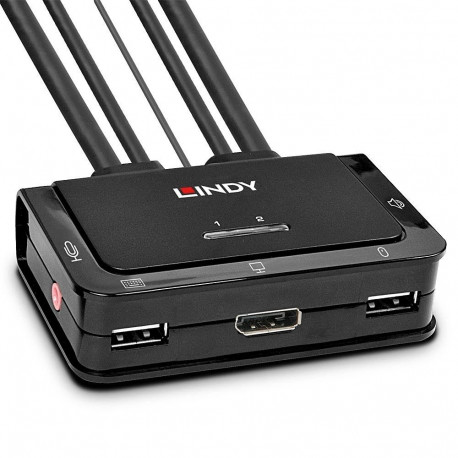 Lindy KVM-lüliti 2-pordiga DisplayPort 1.2 USB 2.0 ja helikaabliga