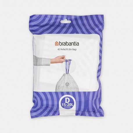 Brabantia prügikotid 138164 20L, 40 tk, valged