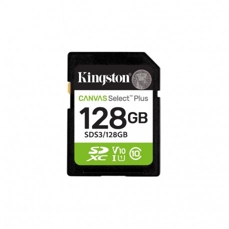 Kingston Technology mälukaart Canvas Select Plus Gen3 128GB SDXC 150MB/s C10 UHS-I U1 V10