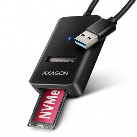 Axagon ADM2-AM USB-A 10Gbps - M.2 NVMe & SATA SSD adapter  kabelis USB-A 10cm SSD enclosure Black