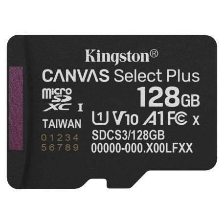 Kingston mälukaart 128GB microSDXC Canvas Select Plus Gen3 150R A1 ühe kaardi pakend, ilma adapterit