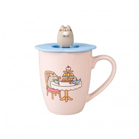 Pusheen - Kubek ceramiczny z silikonową pokrywką i figurką 3D 350 ml