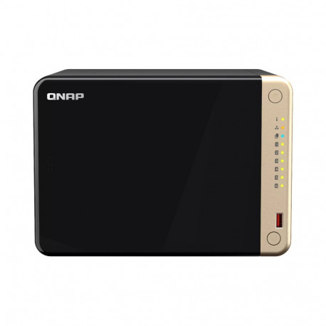 QNAP NAS-torn TS-664 Intel® Celeron® N5095 8 GB DDR4 0 TB QNAP QTS, must, pronks