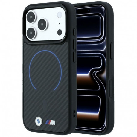 BMW BMW M Kevlar Blue Print Ring Metal Logo MagSafe Case for iPhone 18 Pro Max / 17 Pro Max - Black