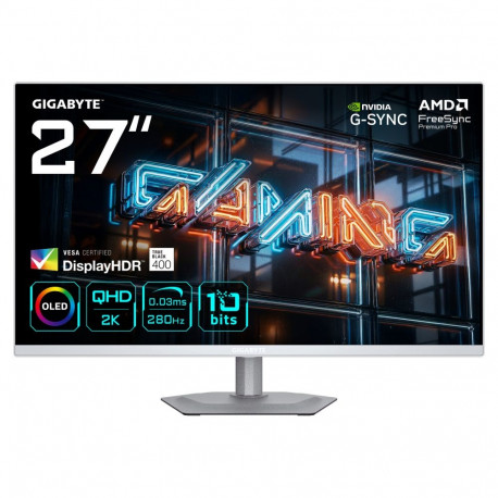 GIGABYTE monitor MO27Q2A ICE 68,6cm/27" (2560x1440) WQHD QD-OLED 0,03ms 280Hz HDMI DisplayPort USB-C