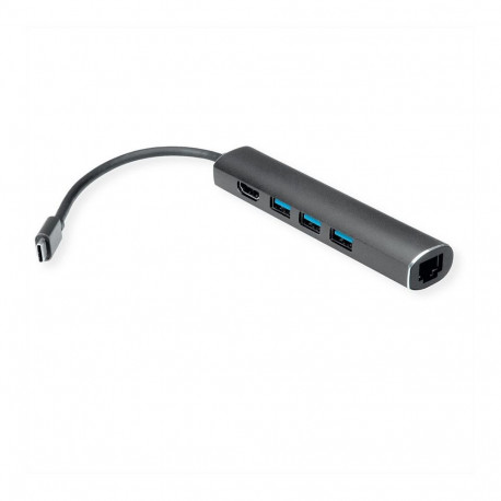 USB Type C dokkimisjaam HDMI 4K 3x USB Type A Gigabit Ethernet, hall