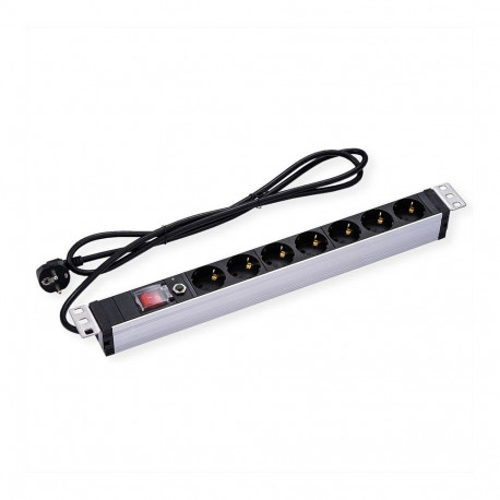 48,26cm 19Zoll 7-kohaline pikendusjuhe ülekoormuskaitsega 1 HE kaitsemaandusega pistik CEE 7/4 1,8m