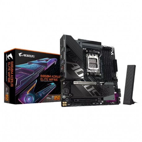 GIGABYTE B850M AORUS ELITE WIFI6E Motherboard - AMD Ryzen 9000 Series CPUs  12+2+2 Phases Digital VR