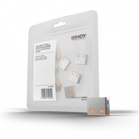 Lindy USB-pordi blokeerija (ilma võtmeta) 10 tk, oranž