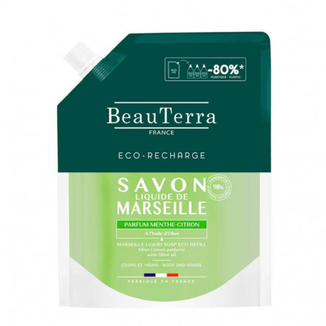 BEAUTERRA vedelseep ECO-RECHARGE Marseille'i sidrunilõhnaline 900ml