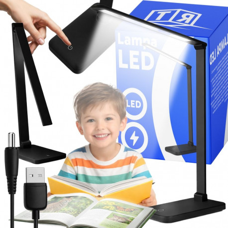 LED laualamp -e147-1 5W hämardatav puutetundlik 5 värvirežiimi USB, must
