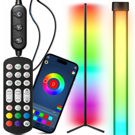Lampa narożna podłogowa stojąca rgb led pilot aplikacja music sensor 150cm