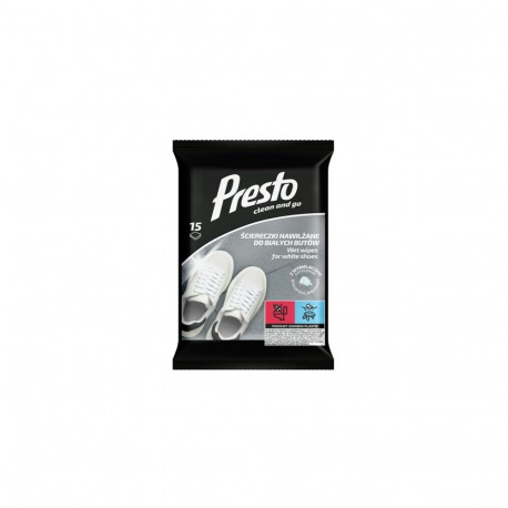 Cleaning Wipes - Presto 15-Pack Shoe Cleaning Wipes With Optical Brighteners - White